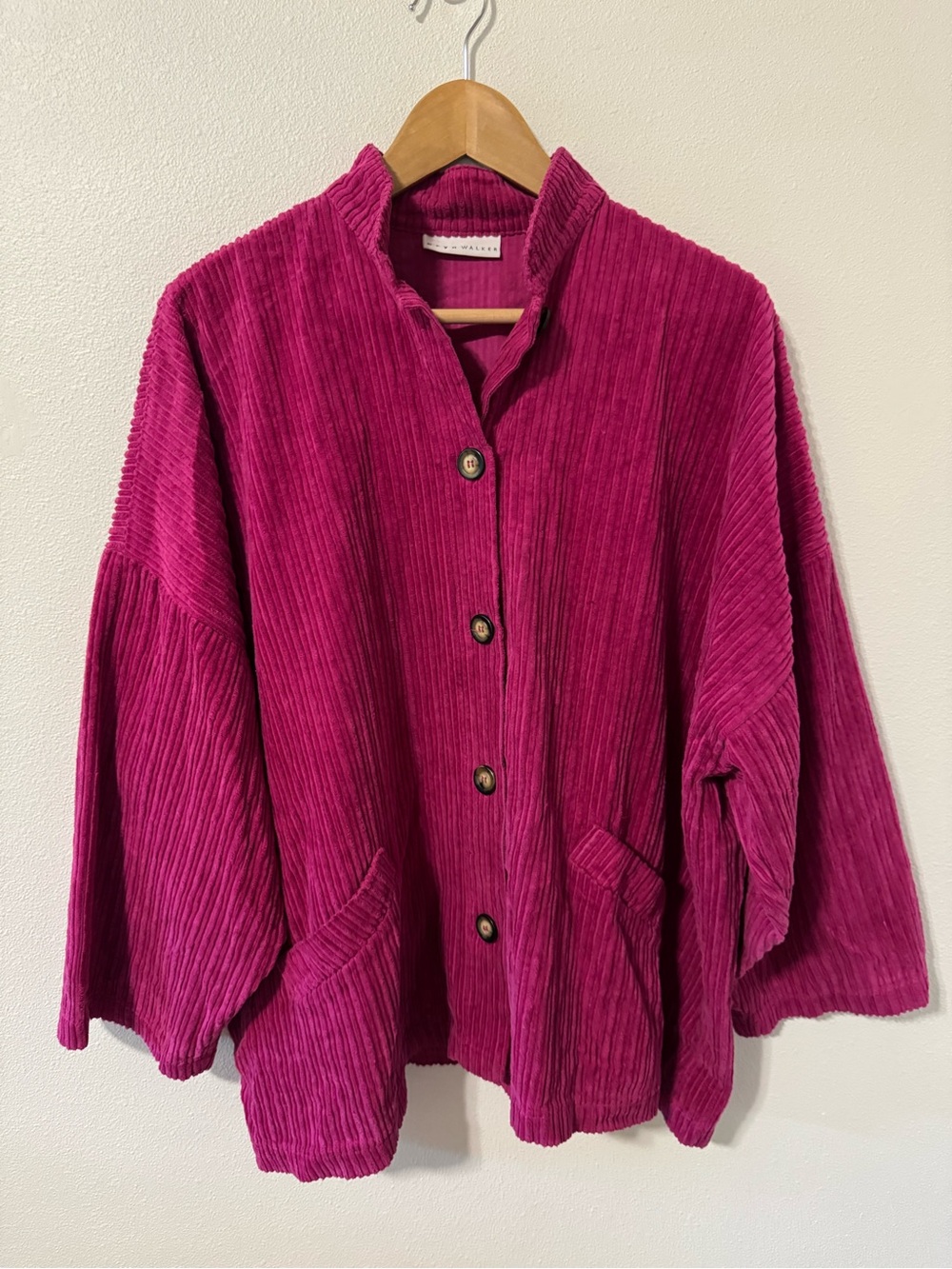 Bryn Walker Danuta Jacket Corduroy Magenta Pink Wide-Wale Button Front Relaxed-M